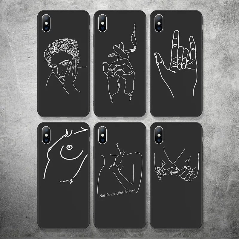Black Case For iPhone With Same Design Art