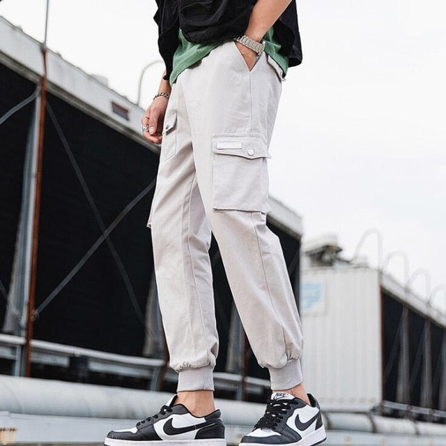 Hip Hop Boy Multi-pocket Elastic Waist Design Harem Pant Men Streetwear