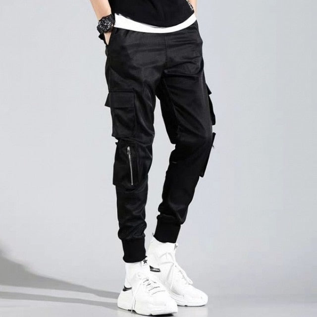 Hip Hop Boy Multi-pocket Elastic Waist Design Harem Pant Men Streetwear