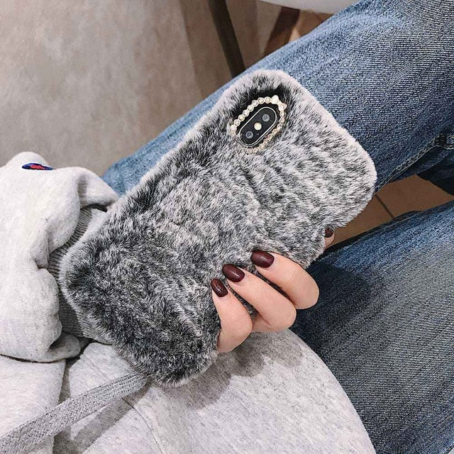 Case Furry fluffy Warm Cover for iPhone Fashion Lady