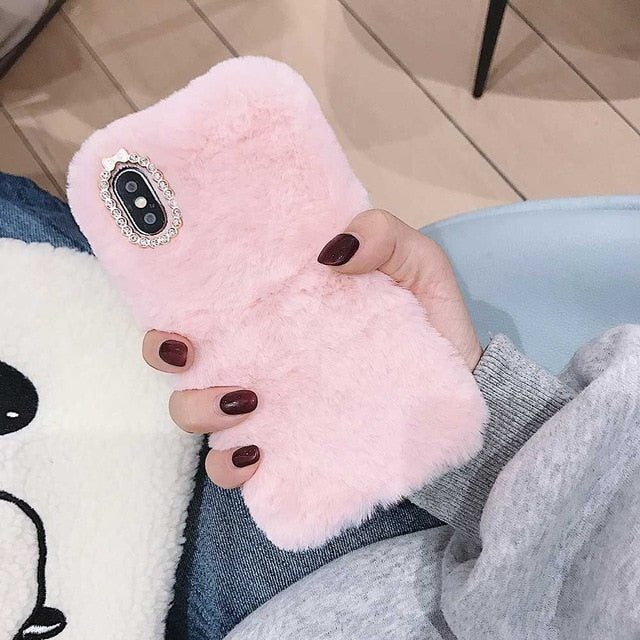 Case Furry fluffy Warm Cover for iPhone Fashion Lady